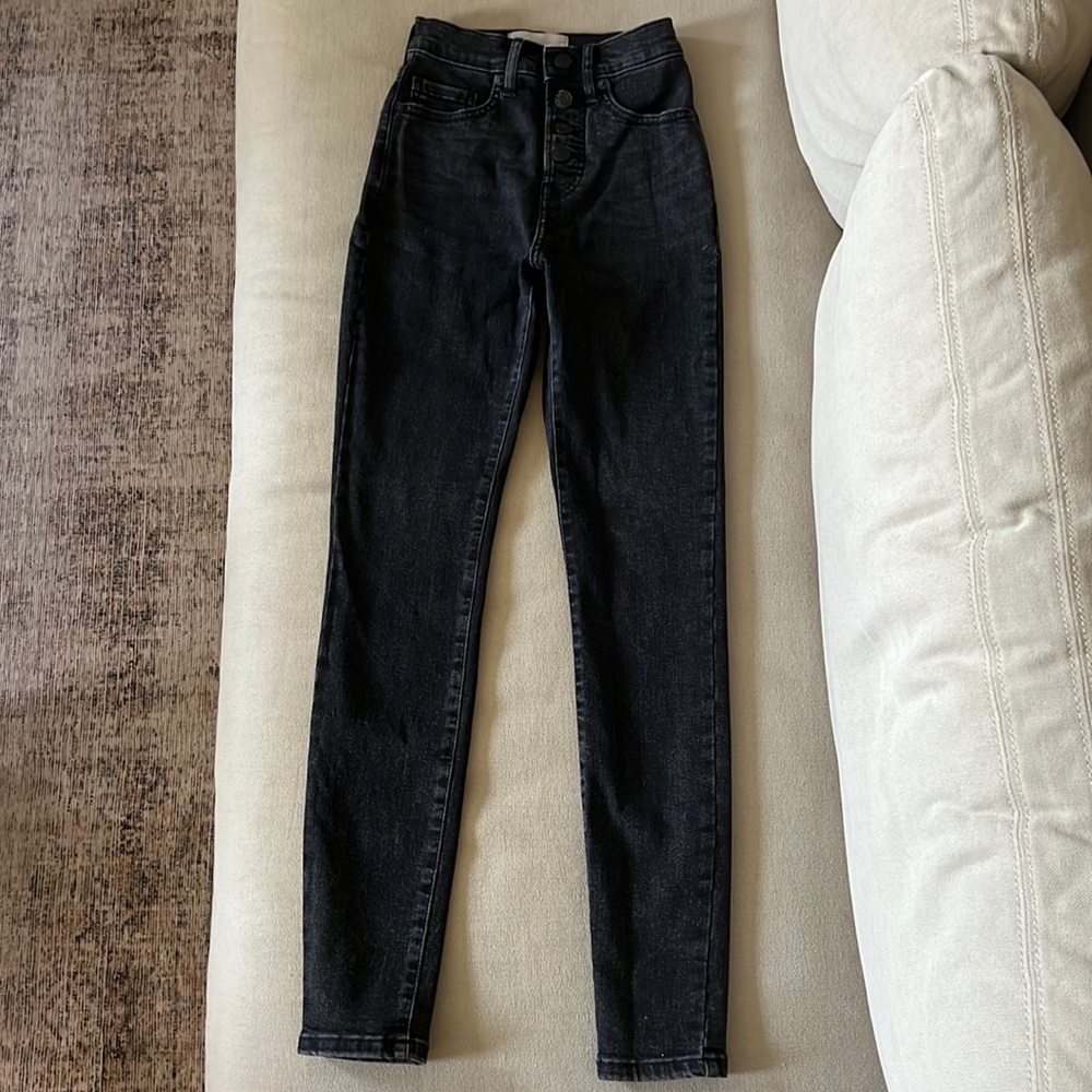 Everlane black button front high rise authentic stretch jeans